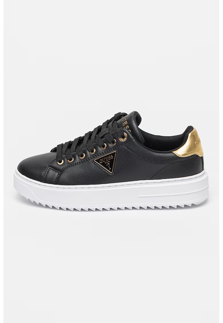 GUESS Pantofi sport de piele cu logo - Auriu/Negru/Alb optic