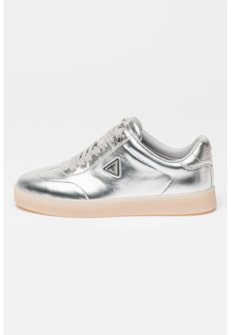 GUESS Pantofi sport de piele cu siret - Argintiu