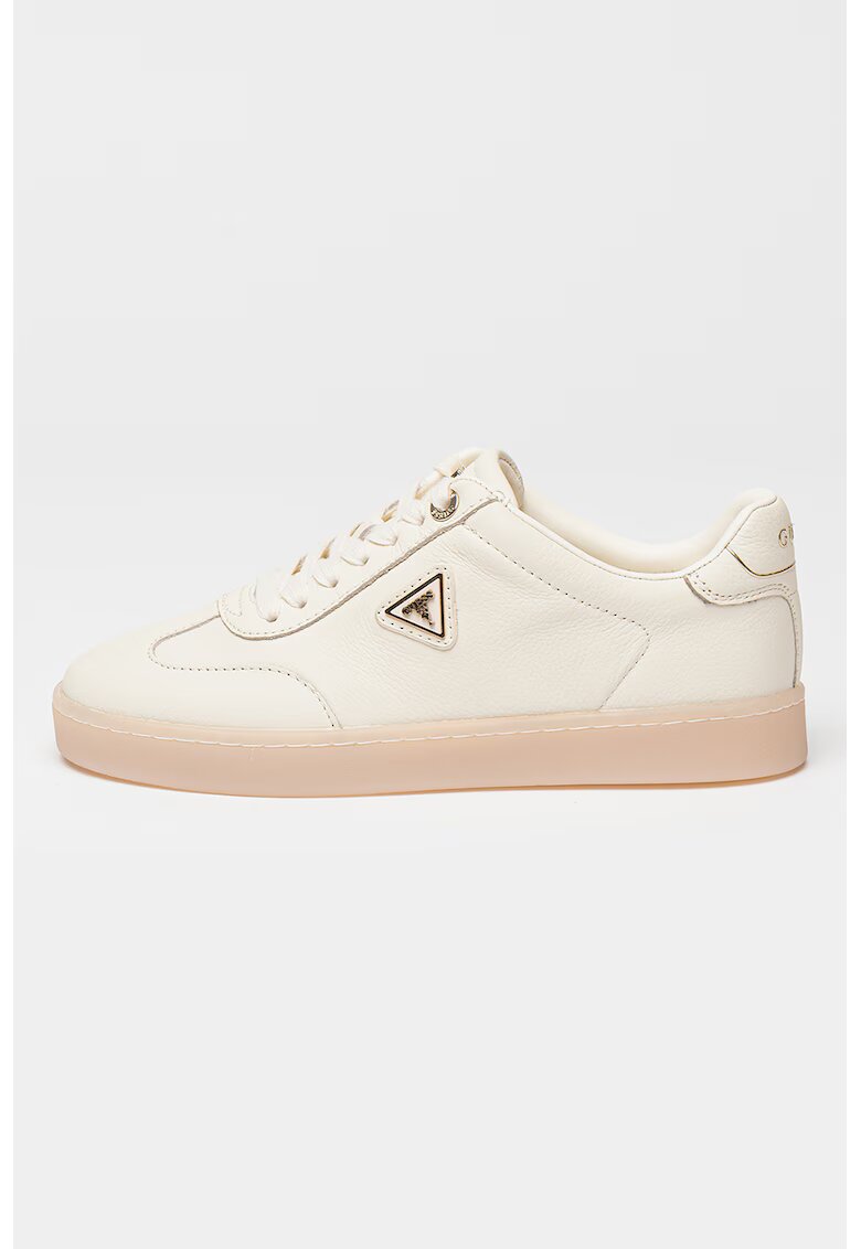 GUESS Pantofi sport de piele cu siret - Auriu/Alb fildes
