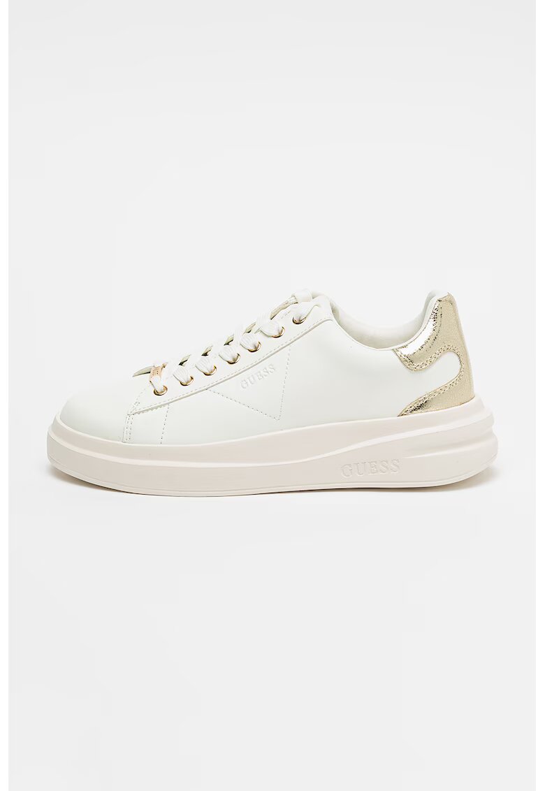 GUESS Pantofi sport de piele cu sireturi - Alb/Auriu