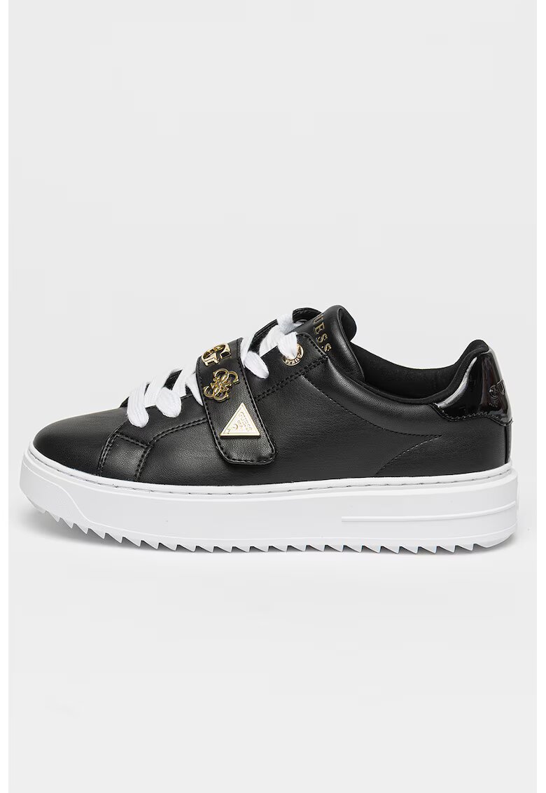 GUESS Pantofi sport de piele ecologica cu detalii logo metalice - Auriu/Negru