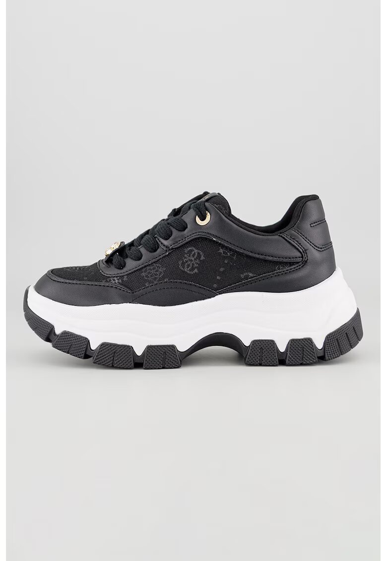 GUESS Pantofi sport de piele ecologica cu insertii textile - Negru
