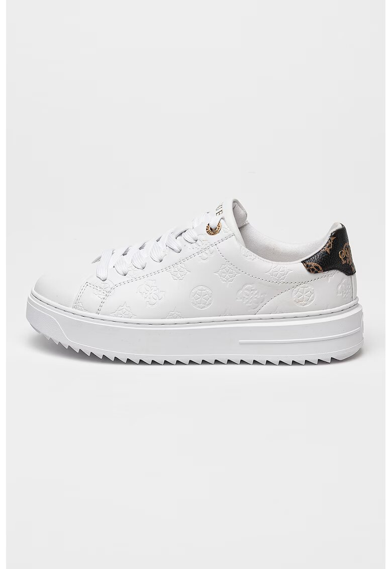GUESS Pantofi sport de piele ecologica cu logo - Alb