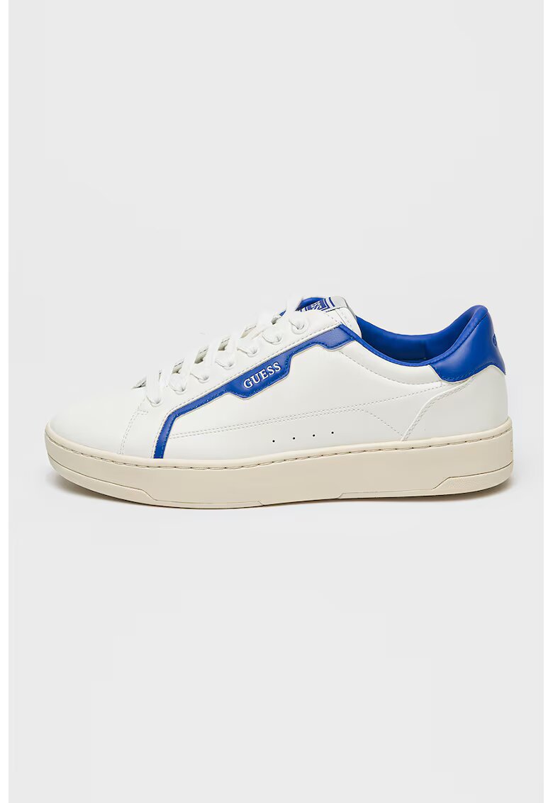 GUESS Pantofi sport de piele ecologica cu logo - Alb/Albastru royal