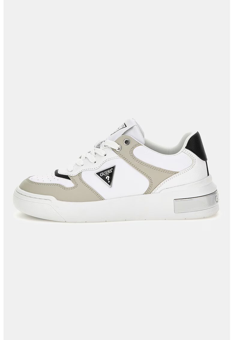 GUESS Pantofi sport de piele ecologica cu logo - Alb/Gri
