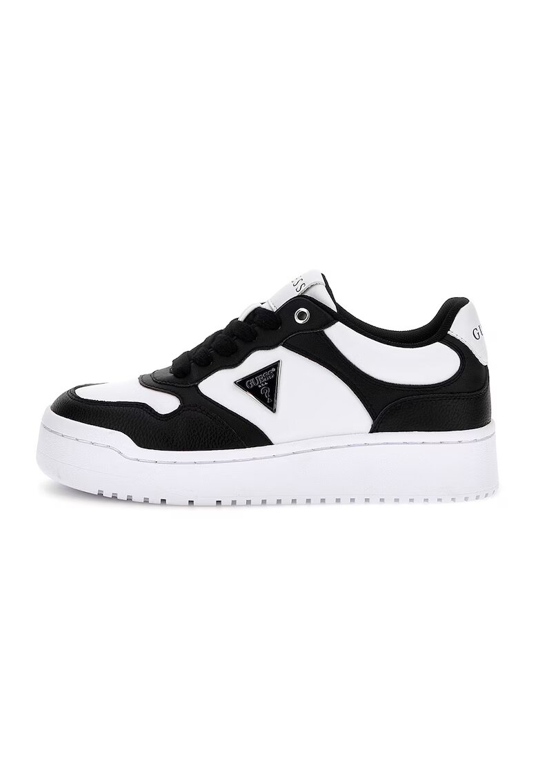 GUESS Pantofi sport de piele ecologica cu logo - Alb/Negru