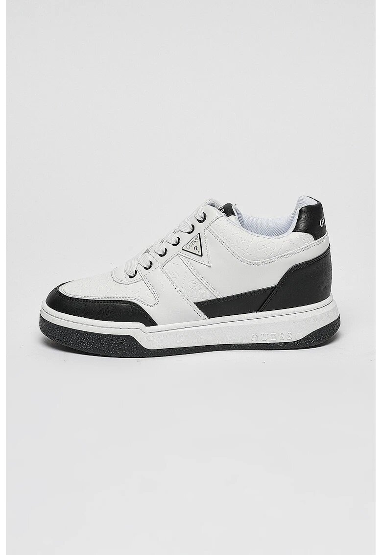 GUESS Pantofi sport de piele ecologica cu logo - Alb/Negru