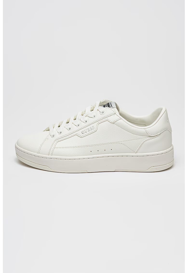 GUESS Pantofi sport de piele ecologica cu logo - Alb optic