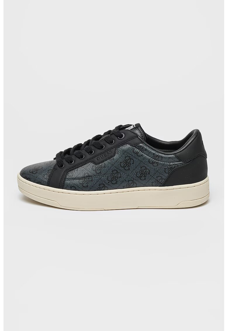 GUESS Pantofi sport de piele ecologica cu logo - Negru/Gri carbune