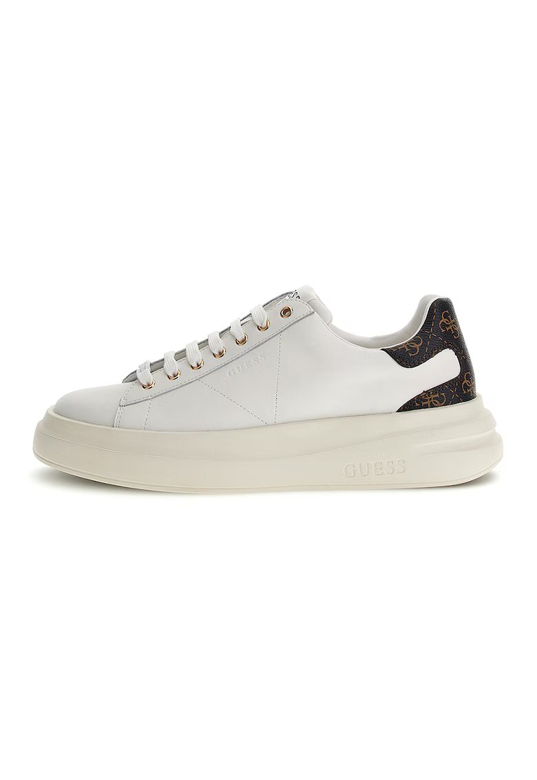 GUESS Pantofi sport de piele ecologica si piele - Alb/Maro