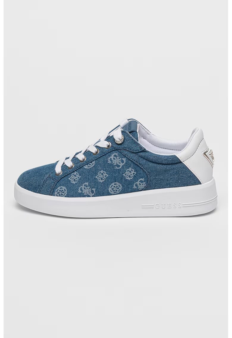 GUESS Pantofi sport din denim cu logo - Albastru inchis/Alb optic