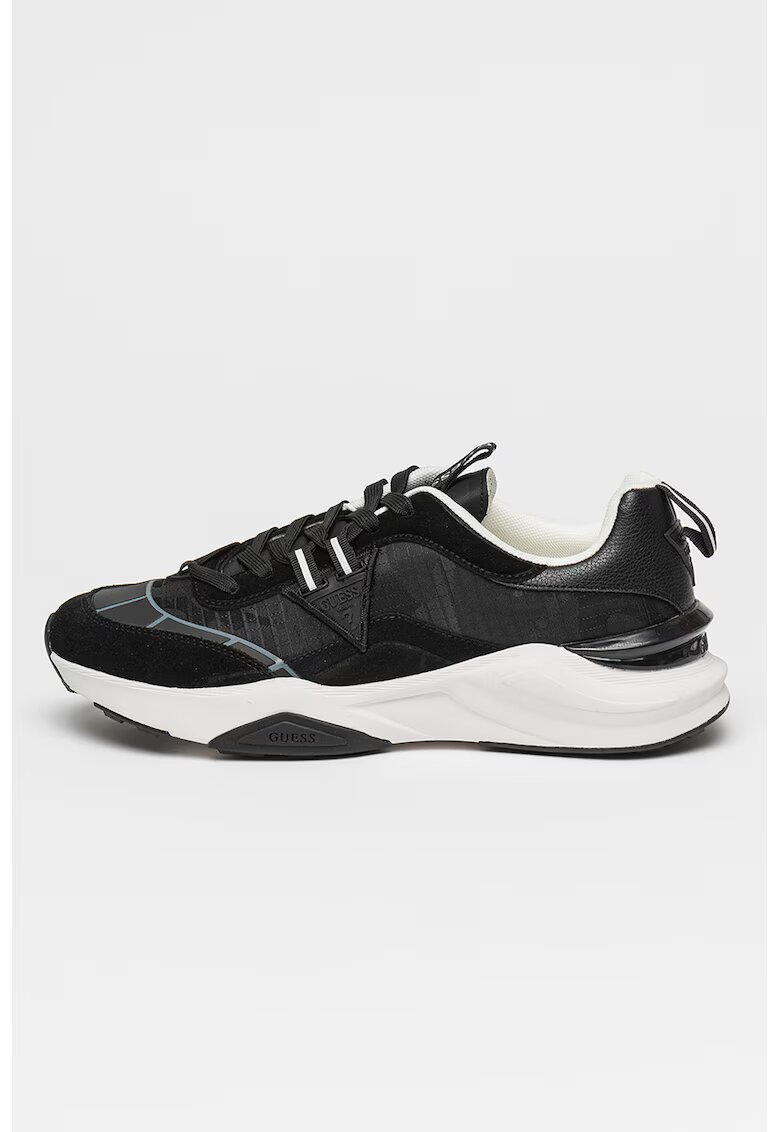 GUESS Pantofi sport din material textil cu garnituri de piele intoarsa Valencia - Alb/Negru stins