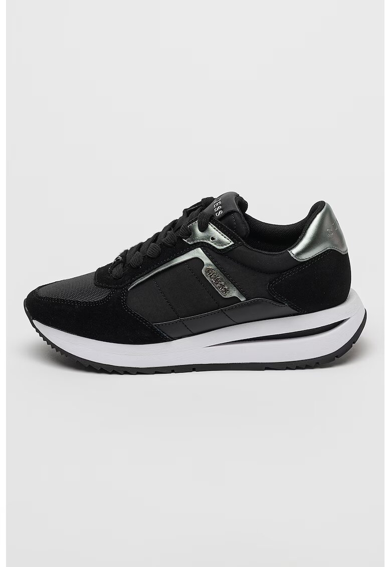 GUESS Pantofi sport din material textil cu garnituri din piele intoarsa - Negru