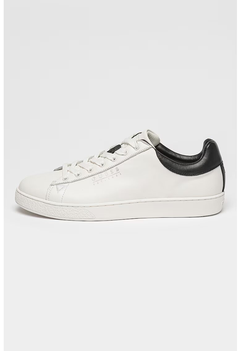 GUESS Pantofi sport din piele cu detalii logo - Negru/Alb murdar