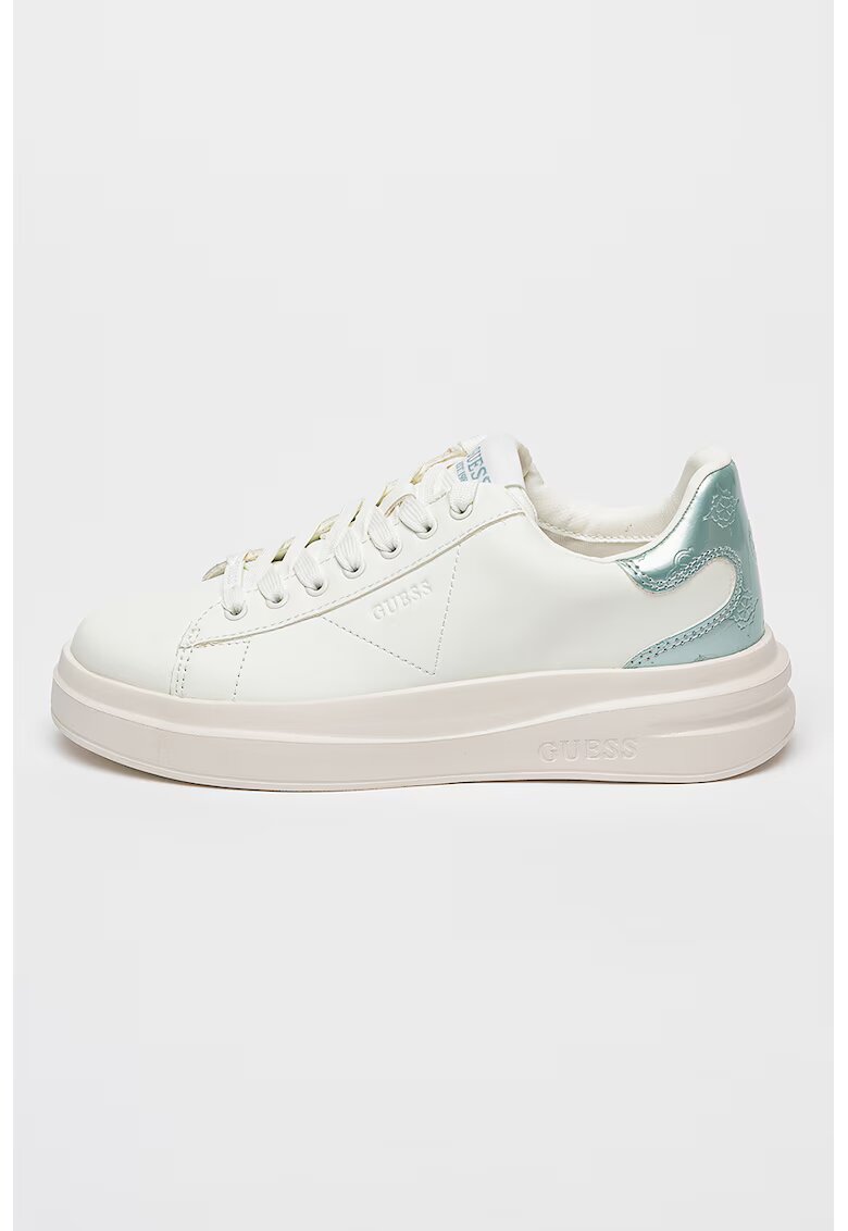 GUESS Pantofi sport din piele cu logo - Albastru prafuit/Alb murdar/Crem