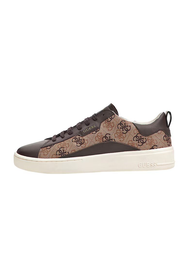 GUESS Pantofi sport din piele cu logo - Maro