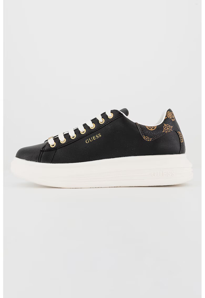 GUESS Pantofi sport din piele cu varf rotunjit - Negru
