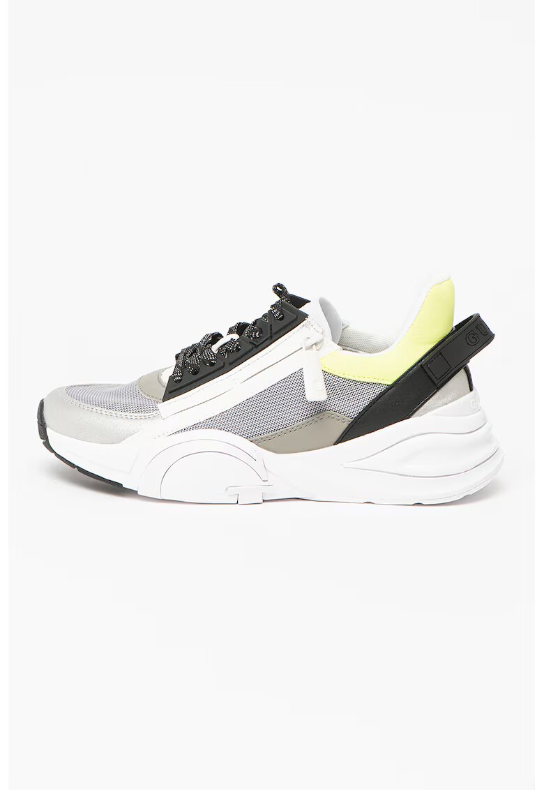 GUESS Pantofi sport din piele ecologica cu garnituri de material textil Baila - Verde/Negru/Gri