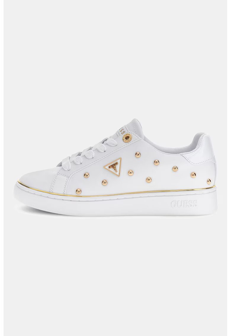 GUESS Pantofi sport din piele ecologica cu nituri si aplicatii logo - Alb