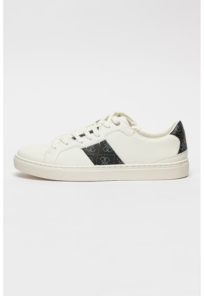GUESS Pantofi sport din piele ecologica cu segmente cu model monograma - Alb/Negru