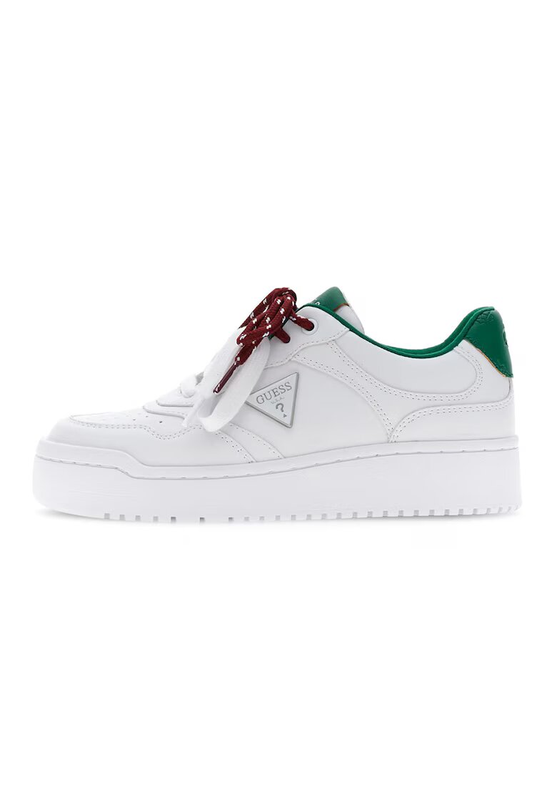 GUESS Pantofi sport din piele ecologica cu sireturi duble - Alb/Verde