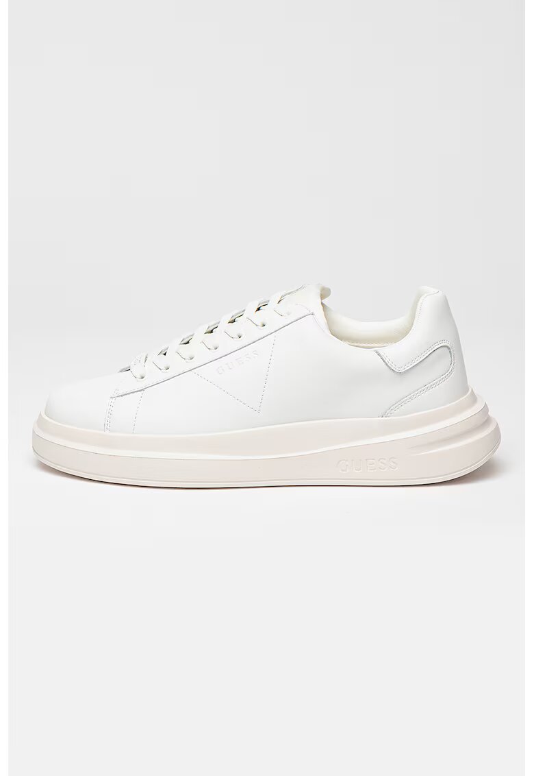 GUESS Pantofi sport din piele si piele ecologica - Alb optic