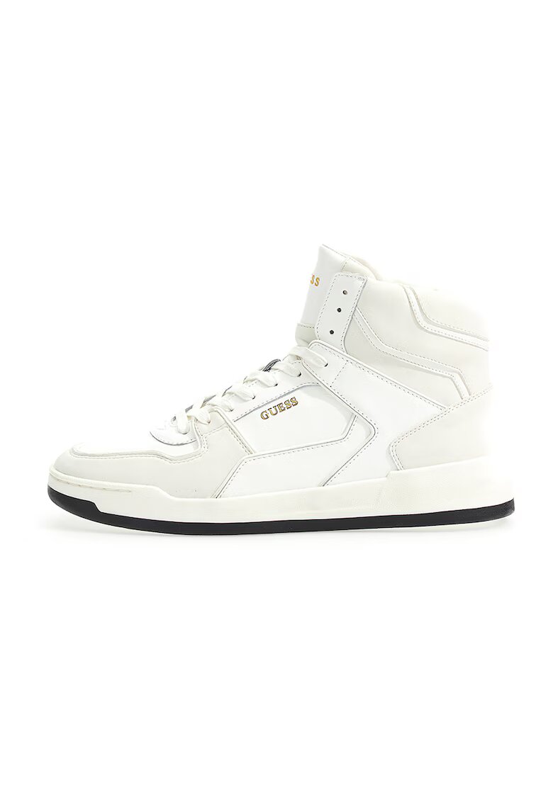 GUESS Pantofi sport high-cut cu insertii din piele - Alb