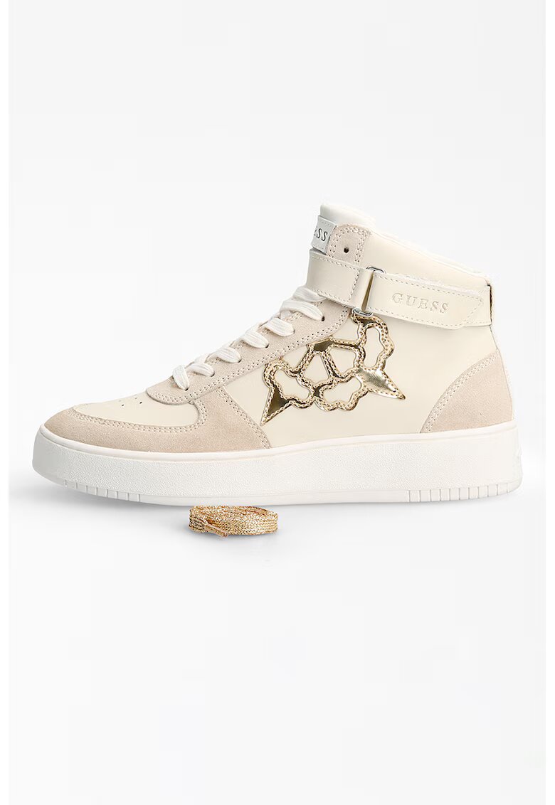 GUESS Pantofi sport high-top de piele - Alb fildes