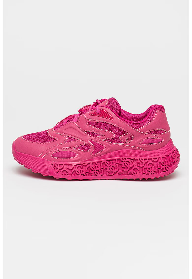 GUESS Pantofi sport wedge cu insertii de plasa - Fucsia