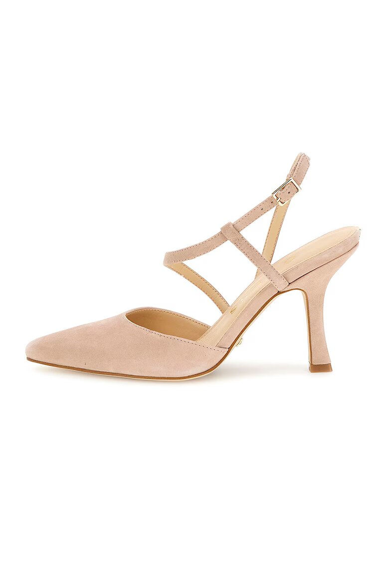 GUESS Pantofi stiletto de piele intoarsa cu varf ascutit - Bej deschis
