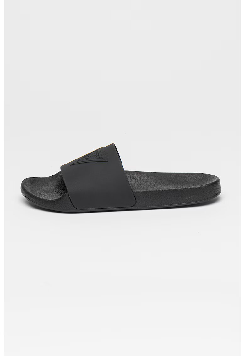 GUESS Papuci cu logo in relief - Negru