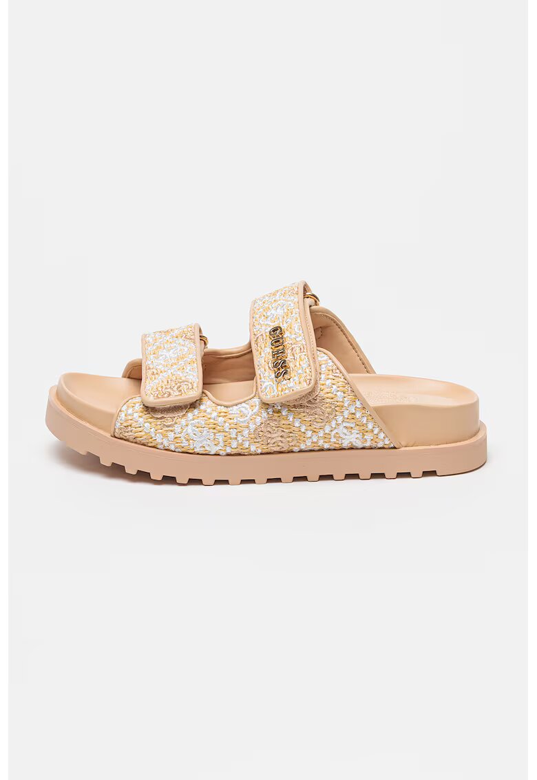 GUESS Papuci cu velcro si logo - Galben/Crem