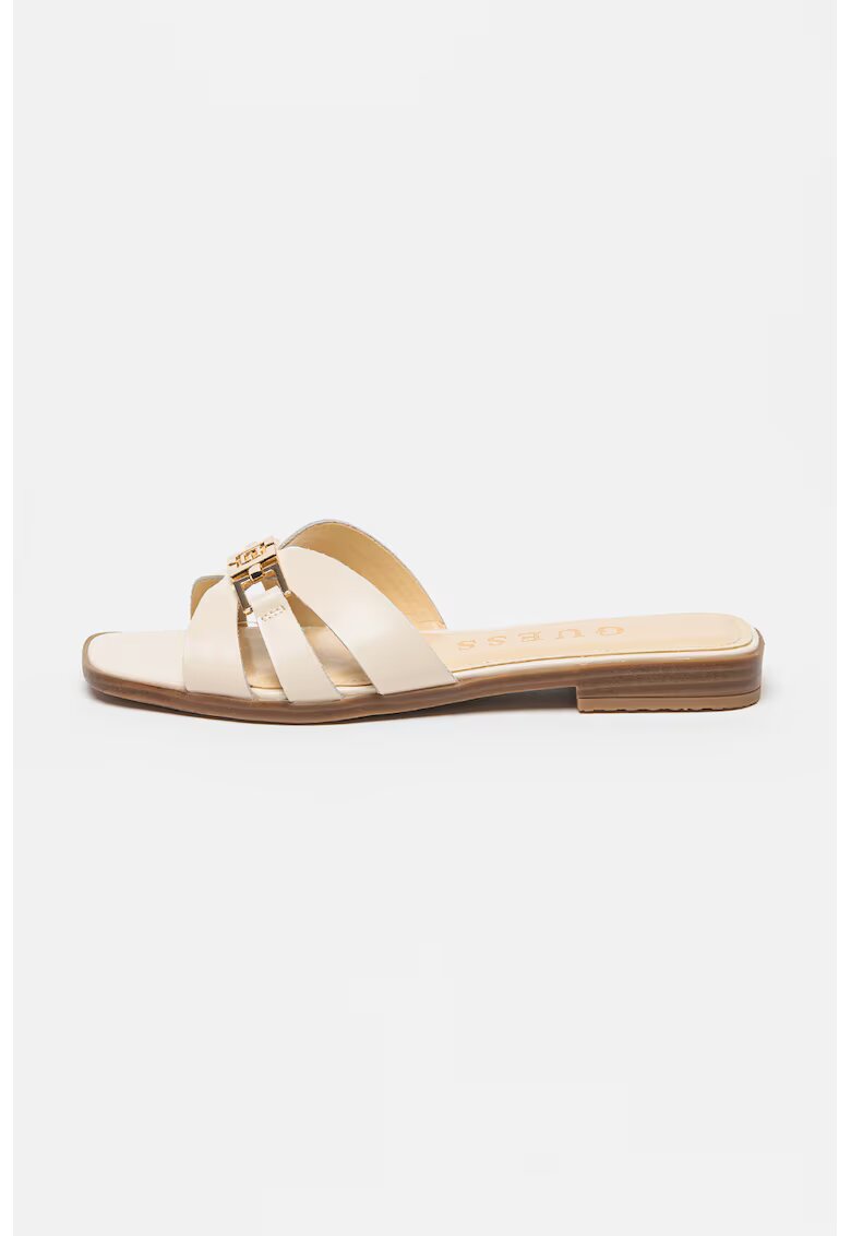 GUESS Papuci de piele - Crem