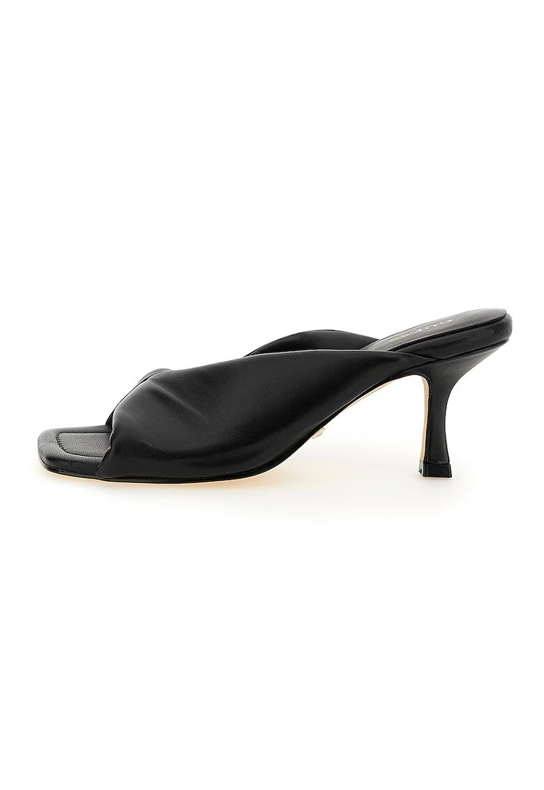 GUESS Papuci de piele cu design rasucit si toc - Negru