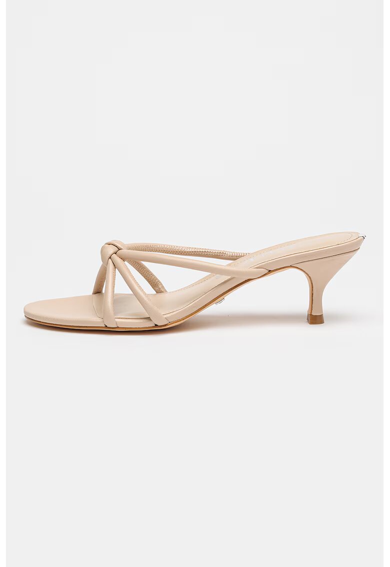 GUESS Papuci din piele cu toc - Maro taupe deschis