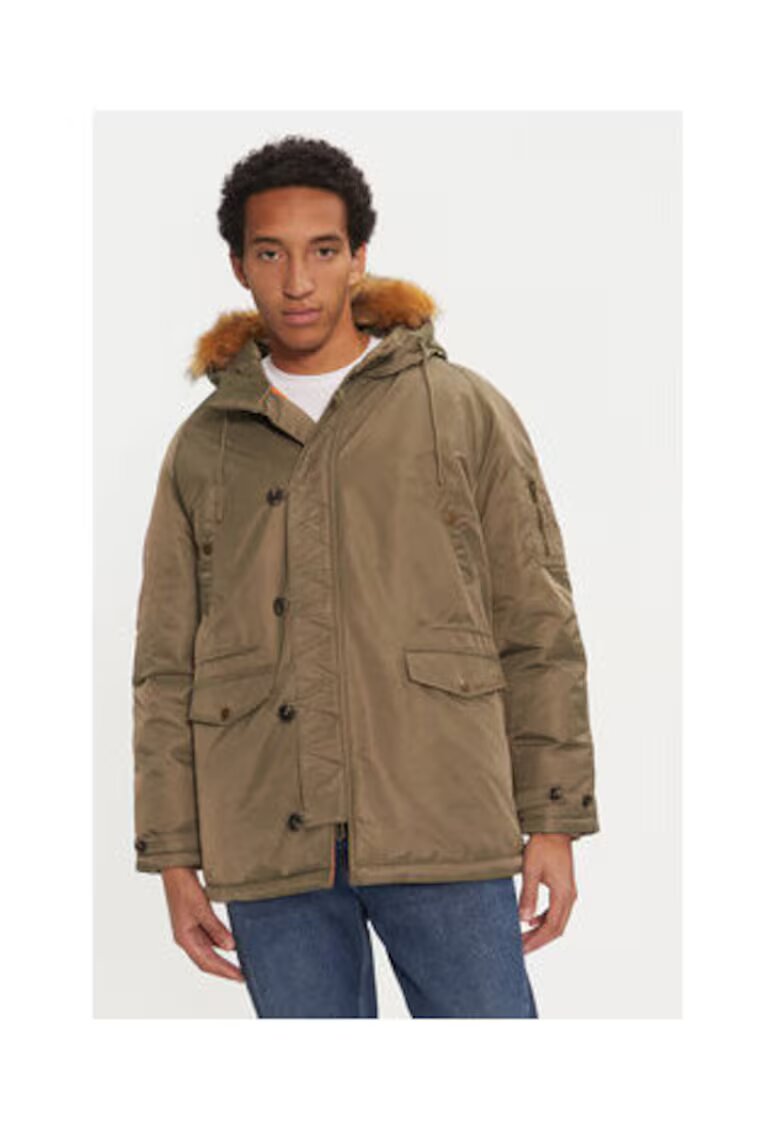 GUESS Parka cu gluga si buzunare laterale