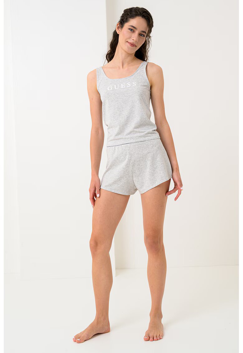 GUESS Pijama din amestec de modal cu pantaloni scurti - Gri melange