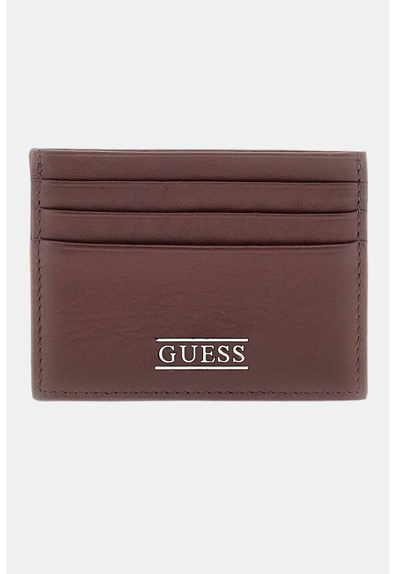 GUESS Portcart din piele New Boston - Maro cognac