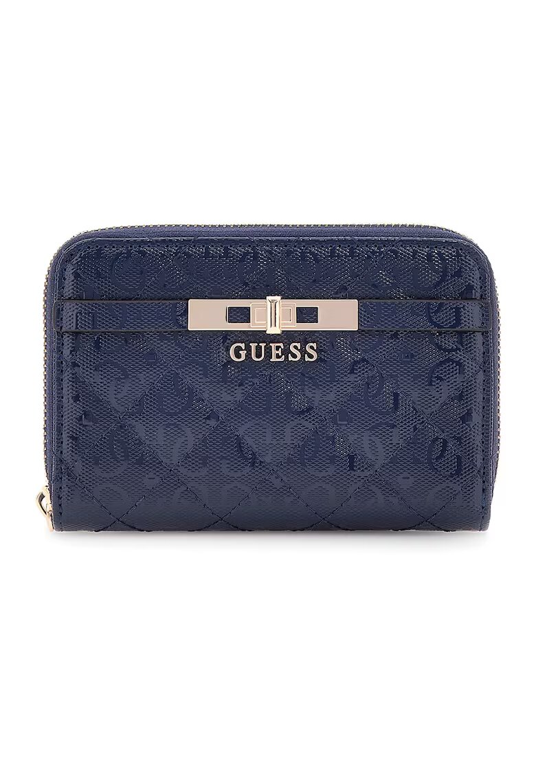 GUESS Portofel cu aspect matlasat si fermoar - Bleumarin