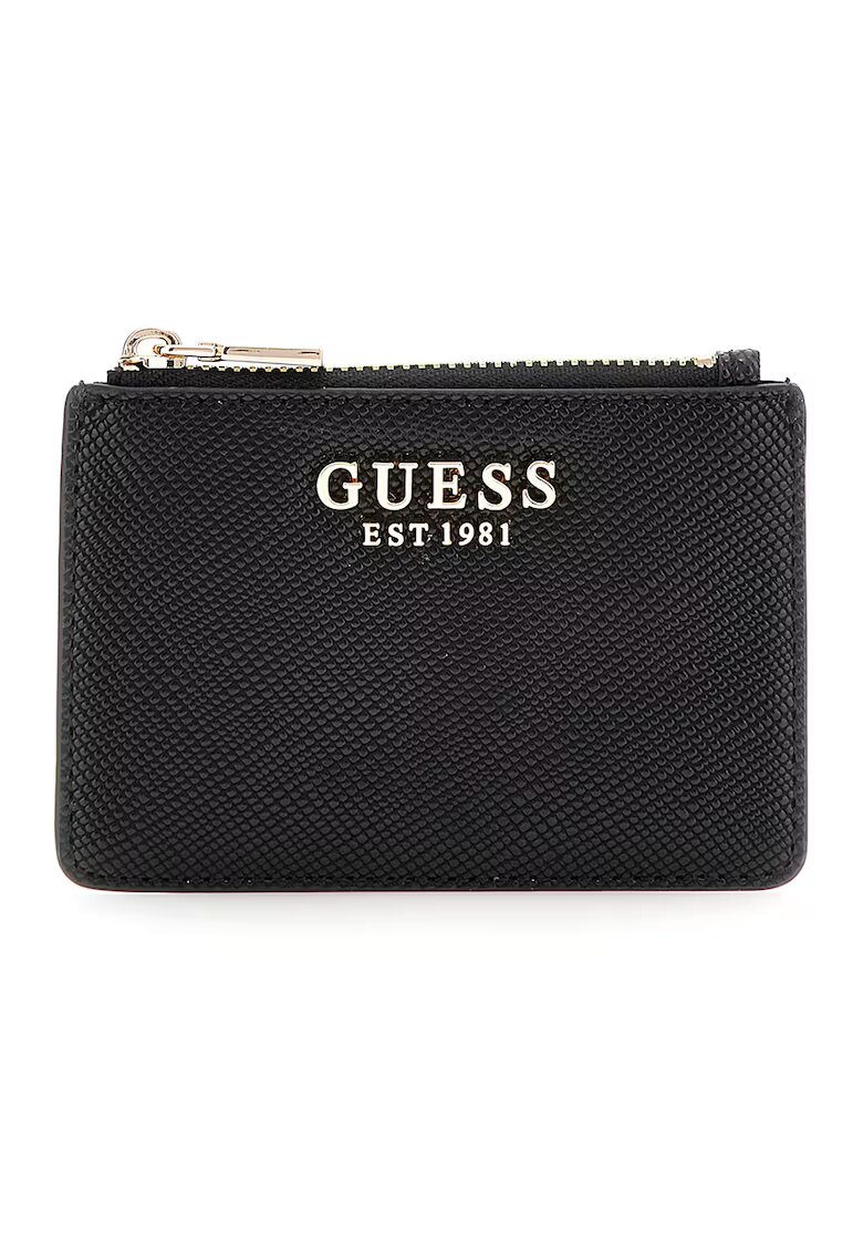 GUESS Portofel cu fermoar si detaliu logo - Negru