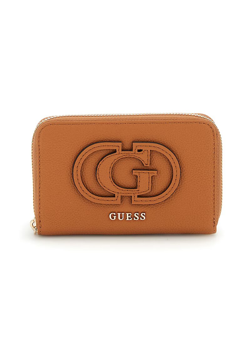 GUESS Portofel cu logo in relief - Portocaliu mandarina