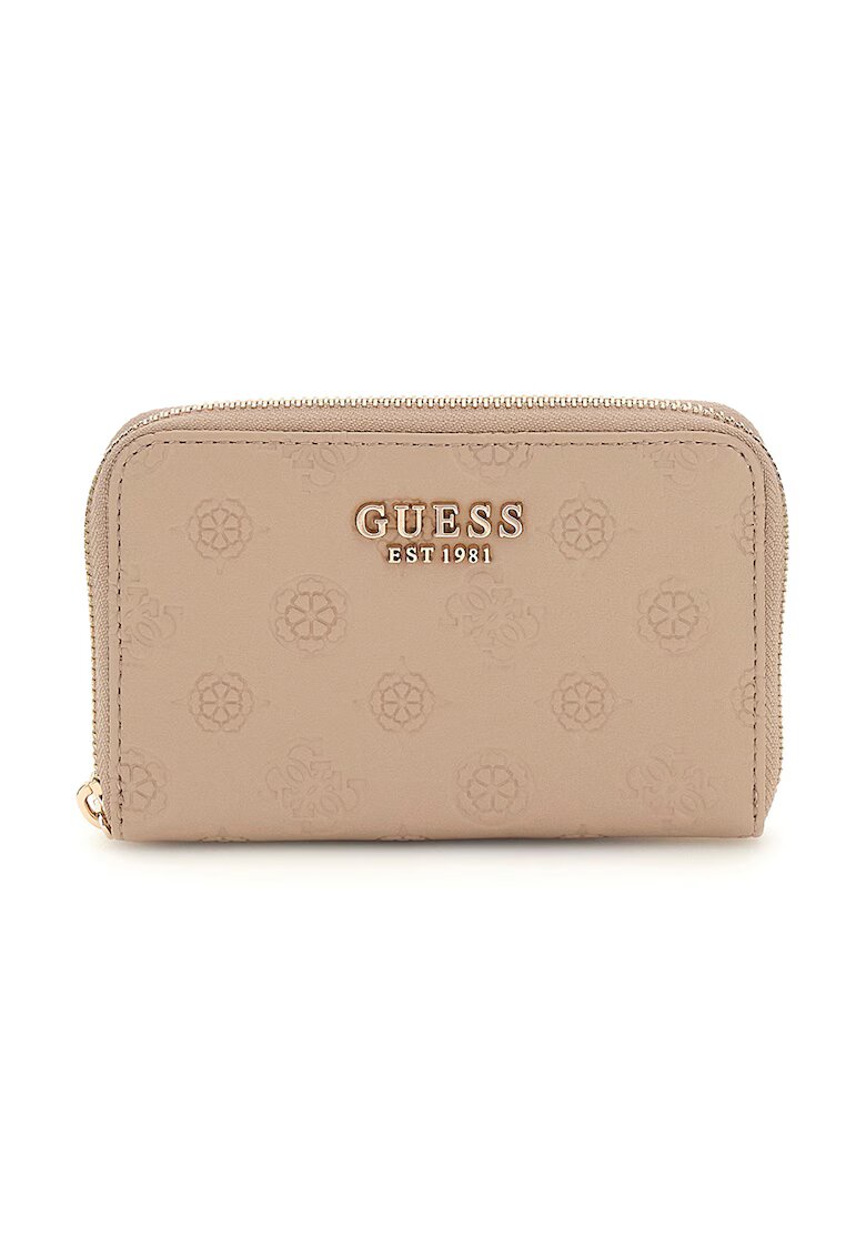 GUESS Portofel din piele ecologica cu fermoar - Maro taupe deschis