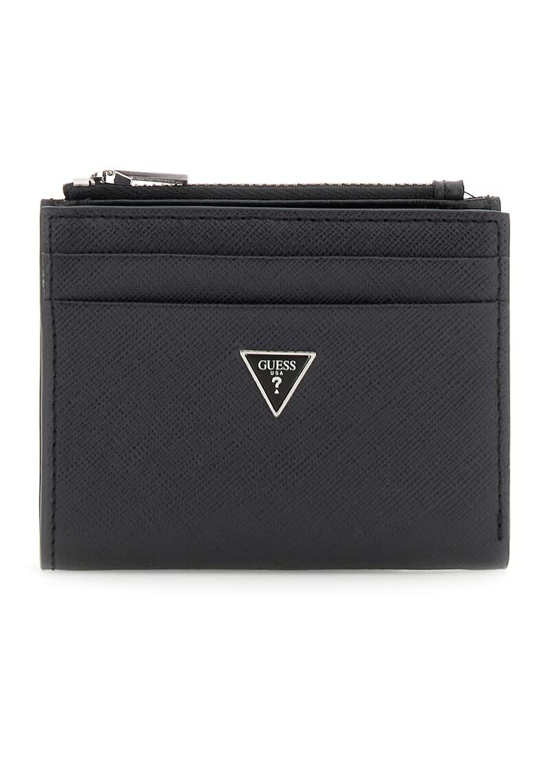 GUESS Portofel din piele Saffiano - Negru
