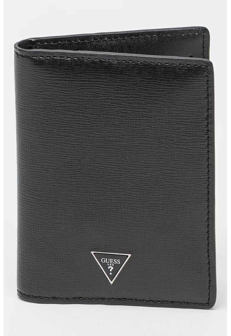 GUESS Portofel pliabil din piele - Negru