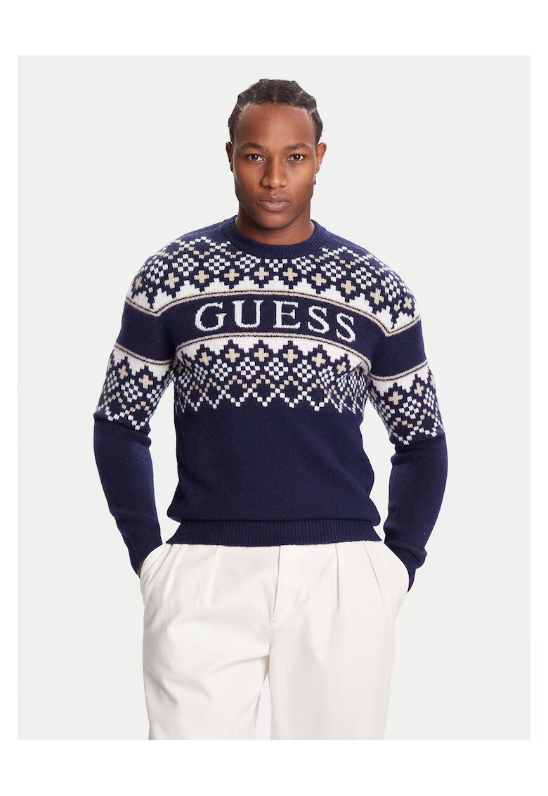 GUESS Pulover barbati bleumarin