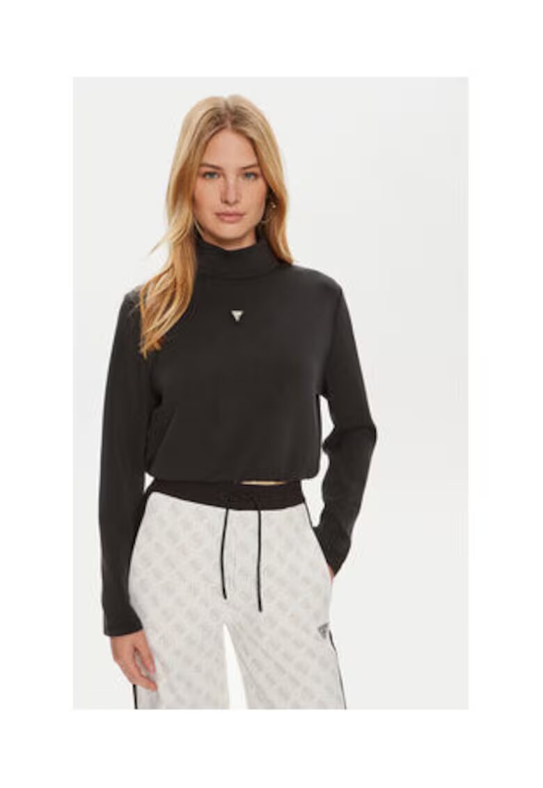 GUESS Pulover crop cu guler inalt