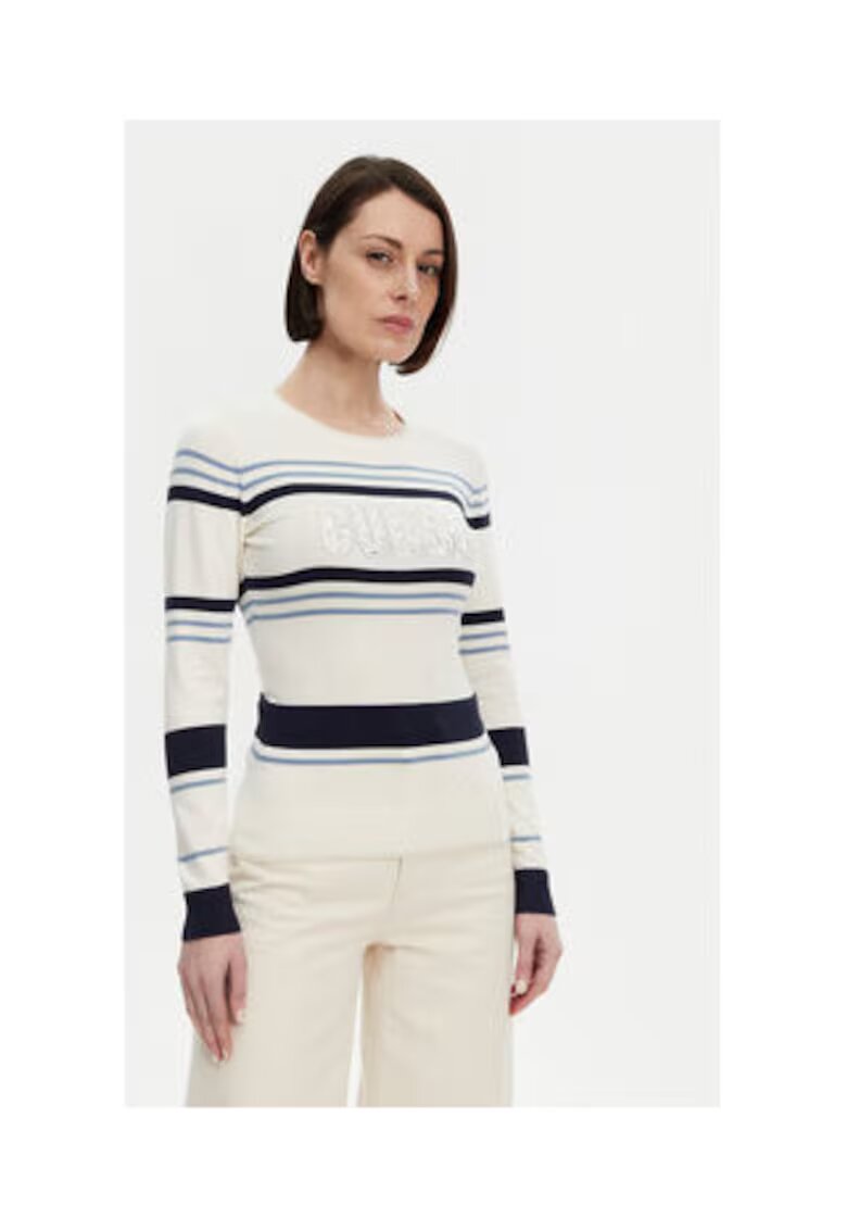 GUESS Pulover cu dungi si text