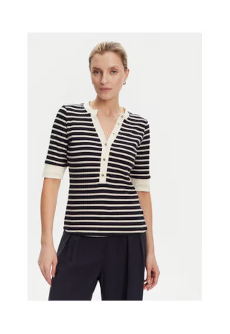 GUESS Pulover cu maneca medie si model cu dungi