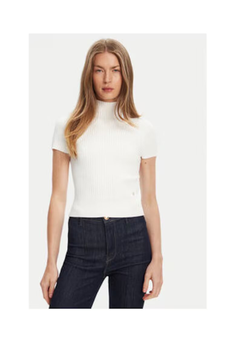 GUESS Pulover cu maneca scurta si guler inalt