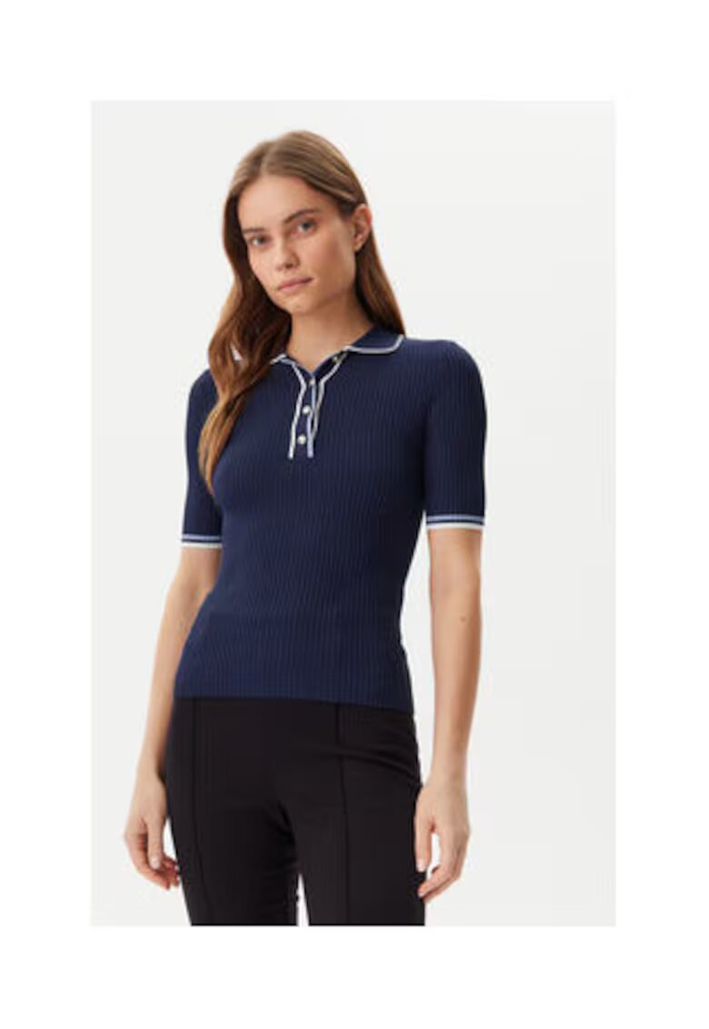 GUESS Pulover cu striatii si guler fixat cu nasturi
